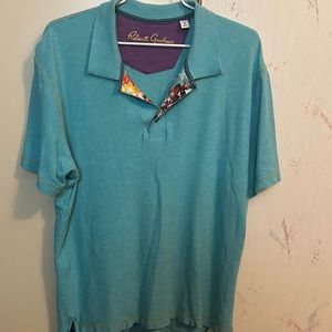 Robert Graham Blue Polo Shirt Vibrant Teal Short Sleeve